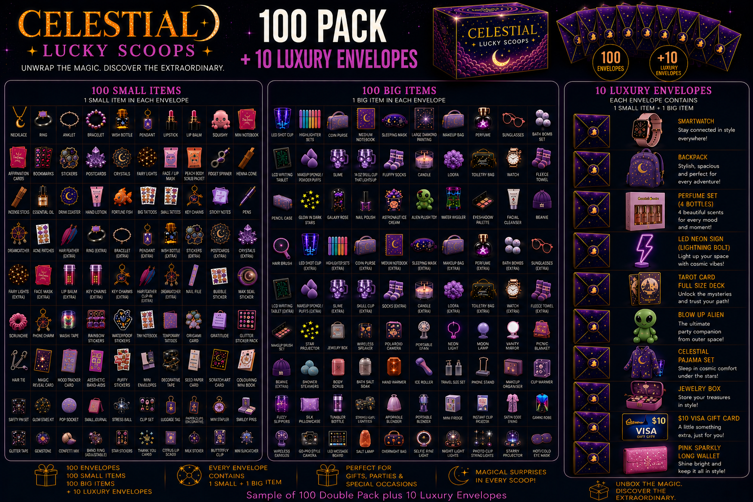 🌌 100 Double Pack — 10 Luxury Envelopes