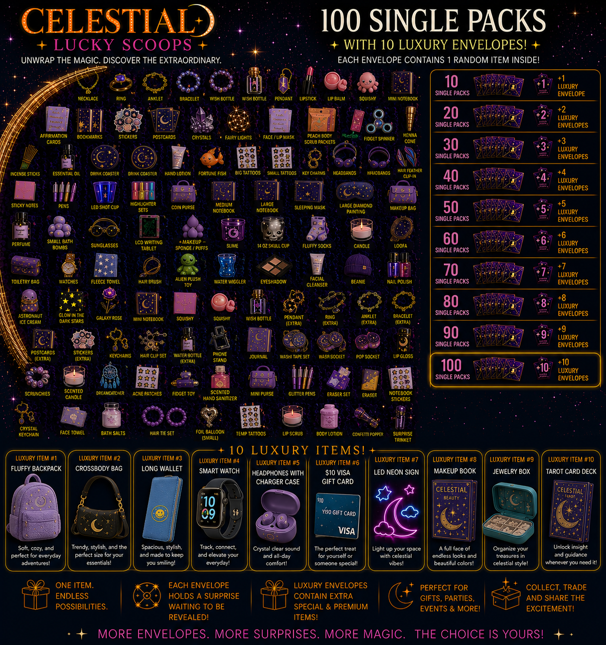 👑 100 Single Packs + 10 Luxury Envelopes