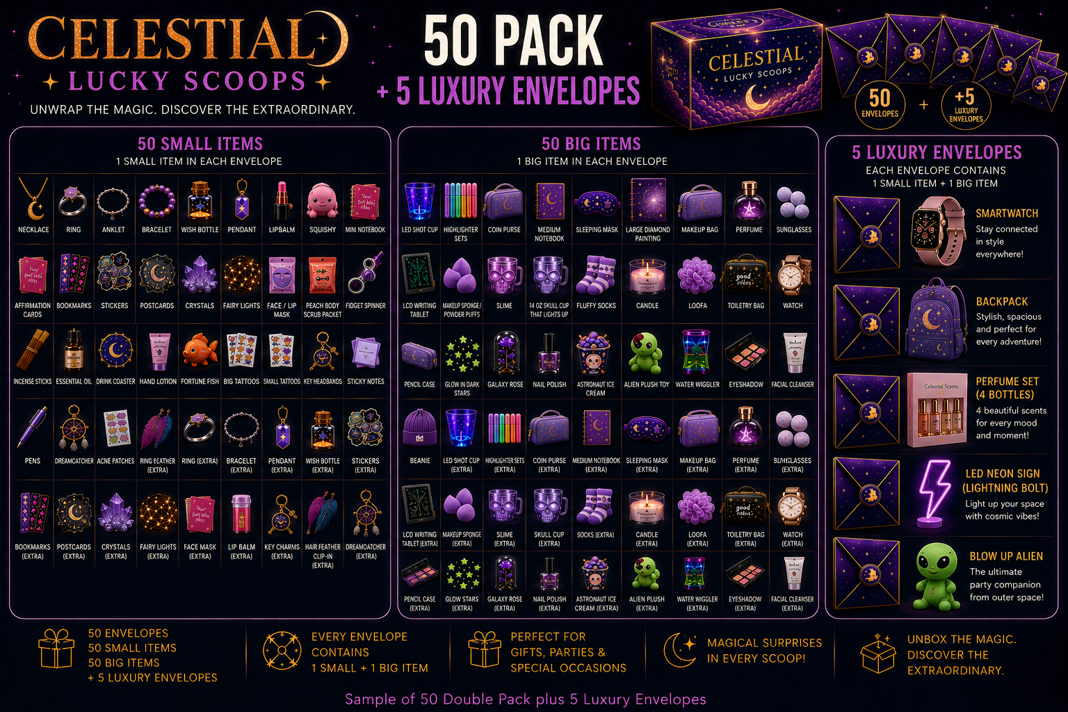 🌙 50 Double Pack — 5 Luxury Envelopes