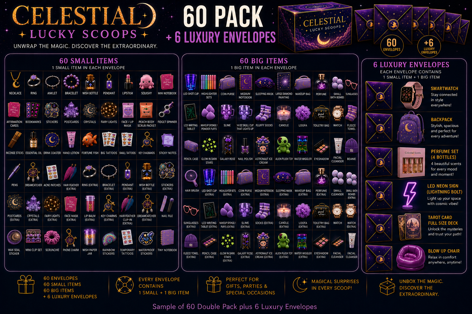 🌌 60 Double Pack — 6 Luxury Envelopes